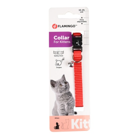 Zgarda pisici KITTEN ZIGGI Rosu 15-22cm/10mm