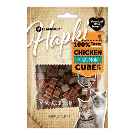SNACK HAPKI cuburi Pui/Somon 50g