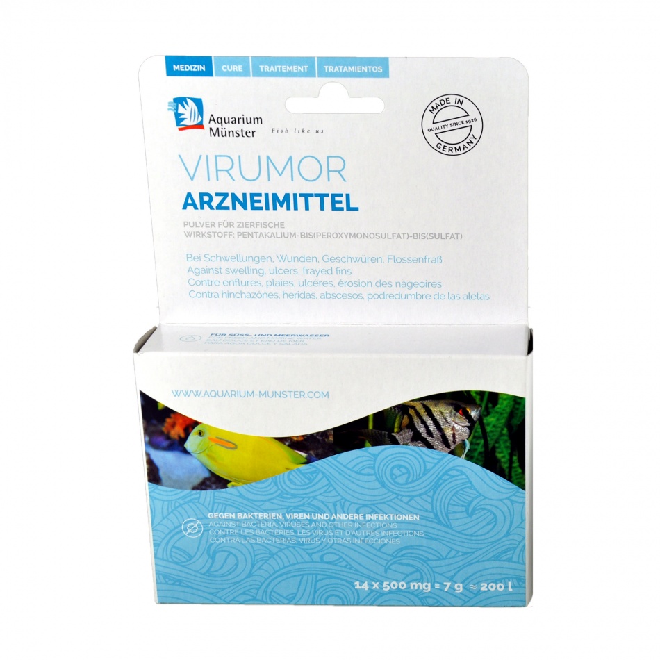 Medicament pesti acvariu Aquarium Munster VIRUMOR 14x500 mg Fresh/Marin